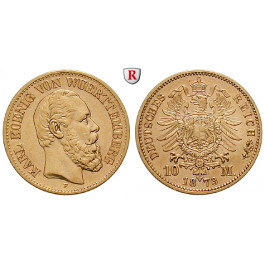 Deutsches Kaiserreich, Württemberg, Karl, 10 Mark 1873, F, ss+, J. 289