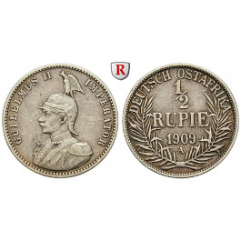 Nebengebiete, Deutsch-Ostafrika, 1/2 Rupie 1909, A, ss+, J. 721