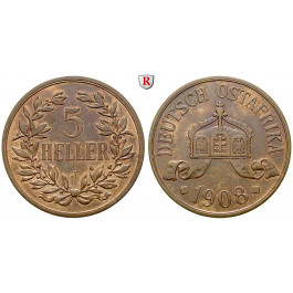 Nebengebiete, Deutsch-Ostafrika, 5 Heller 1908, J, ss-vz, J. 717