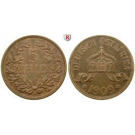 Nebengebiete, Deutsch-Ostafrika, 5 Heller 1909, J, ss+, J. 717
