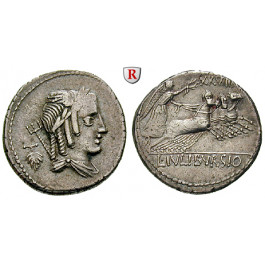 Römische Republik, L. Iulius Bursio, Denar 85 v.Chr., ss+