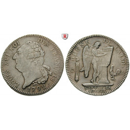 Frankreich, Louis XVI., Ecu de 6 livres 1792, ss+