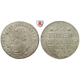 Brandenburg-Preussen, Königreich Preussen, Friedrich II., 1/12 Reichstaler 1752, f.vz