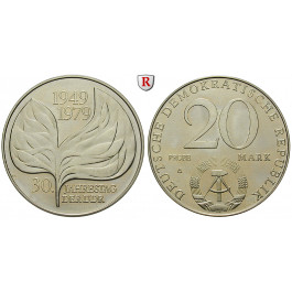 DDR, Proben, 20 Mark 1979, 30 Jahre DDR, Blattprobe, vz+, J. 1573 P2