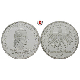 Bundesrepublik Deutschland, 5 DM 1955, Schiller, F, vz, J. 389