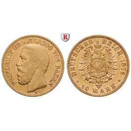 Deutsches Kaiserreich, Baden, Friedrich I., 10 Mark 1876, G, f.ss, J. 186