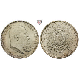 Deutsches Kaiserreich, Bayern, Luitpold, Prinzregent, 3 Mark 1911, 90. Geburtstag, D, vz, J. 49