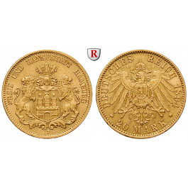 Deutsches Kaiserreich, Hamburg, 20 Mark 1894, J, vz, J. 212
