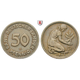 Bundesrepublik Deutschland, 50 Pfennig 1950, Bank Deutscher Länder, G, ss+, J. 379