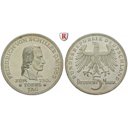 Bundesrepublik Deutschland, 5 DM 1955, Schiller, F, vz+, J. 389
