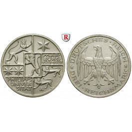 Weimarer Republik, 3 Reichsmark 1927, Uni Marburg, A, vz+, J. 330