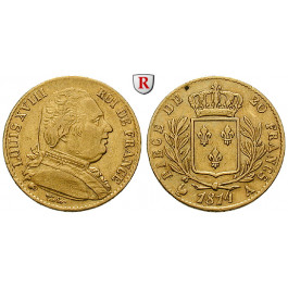 Frankreich, Louis XVIII., 20 Francs 1814, 5,77 g fein, ss