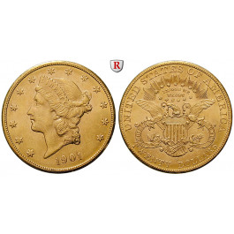 USA, 20 Dollars 1901, 30,05 g fein, ss-vz/vz+