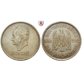 Weimarer Republik, 3 Reichsmark 1932, Goethe, D, ss-vz, J. 350