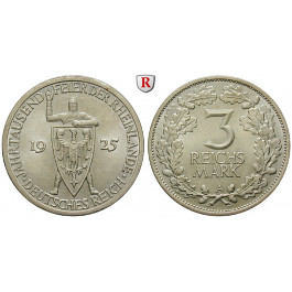Weimarer Republik, 3 Reichsmark 1925, Rheinlande, A, vz-st, J. 321