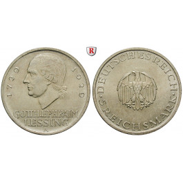Weimarer Republik, 5 Reichsmark 1929, Lessing, A, ss-vz/vz, J. 336