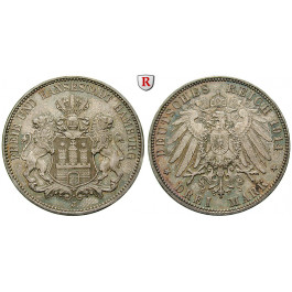 Deutsches Kaiserreich, Hamburg, 3 Mark 1914, J, f.vz, J. 64