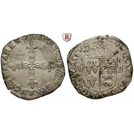 Frankreich, Henri IV., 1/4 Ecu de Béarn 1606, ss