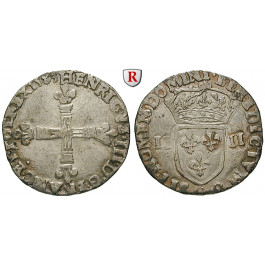Frankreich, Henri III., 1/4 Ecu à la croix 1583, ss