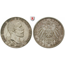 Deutsches Kaiserreich, Schwarzburg-Sondershausen, Karl Günther, 2 Mark 1905, ss-vz/vz, J. 169a