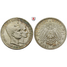 Deutsches Kaiserreich, Braunschweig, Ernst August, 3 Mark 1915, Ohne Lüneburg, A, vz/st, J. 55