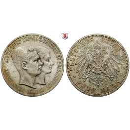 Deutsches Kaiserreich, Braunschweig, Ernst August, 5 Mark 1915, Ohne Lüneburg, A, vz/vz-st, J. 56