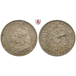 Deutsches Kaiserreich, Preussen, Wilhelm II., 2 Mark 1901, 200 Jahre Königreich, A, f.st, J. 105