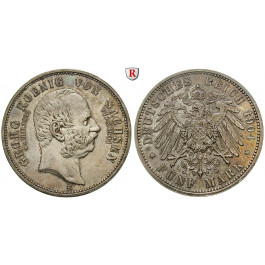 Deutsches Kaiserreich, Sachsen, Georg, 5 Mark 1904, Auf den Tod, E, vz/vz-st, J. 133