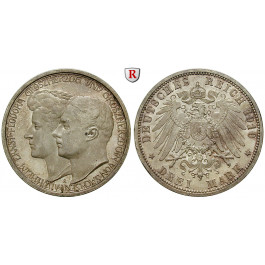 Deutsches Kaiserreich, Sachsen-Weimar-Eisenach, Wilhelm Ernst, 3 Mark 1910, Hochzeit mit Feodora, A, vz-st/vz, J. 162