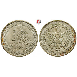 Weimarer Republik, 3 Reichsmark 1928, Dürer, D, f.st, J. 332