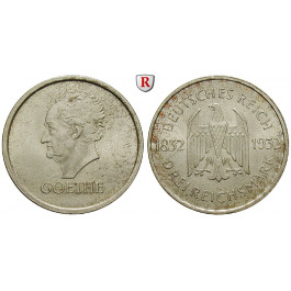 Weimarer Republik, 3 Reichsmark 1932, Goethe, A, vz+, J. 350