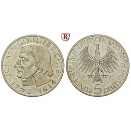Bundesrepublik Deutschland, 5 DM 1964, Fichte, J, vz+, J. 393