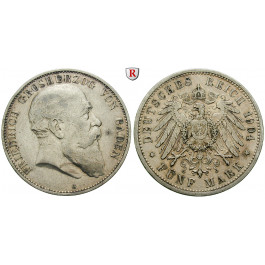 Deutsches Kaiserreich, Baden, Friedrich I., 5 Mark 1904, G, ss, J. 33