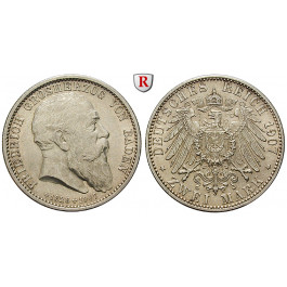 Deutsches Kaiserreich, Baden, Friedrich I., 2 Mark 1907, Auf den Tod, G, vz+, J. 36