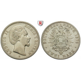 Deutsches Kaiserreich, Bayern, Ludwig II., 2 Mark 1876, D, ss, J. 41