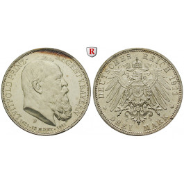 Deutsches Kaiserreich, Bayern, Luitpold, Prinzregent, 3 Mark 1911, 90. Geburtstag, D, ss-vz/vz+, J. 49