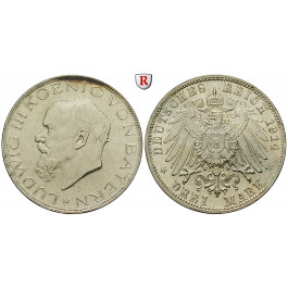 Deutsches Kaiserreich, Bayern, Ludwig III., 3 Mark 1914, D, vz, J. 52