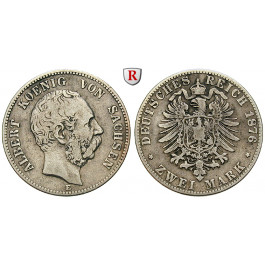 Deutsches Kaiserreich, Sachsen, Albert, 2 Mark 1876, E, f.ss, J. 121