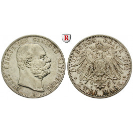 Deutsches Kaiserreich, Sachsen-Altenburg, Ernst, 2 Mark 1901, A, ss+, J. 142