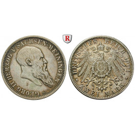 Deutsches Kaiserreich, Sachsen-Meiningen, Georg II., 2 Mark 1901, Zum 75. Geburtstag, D, ss, J. 149