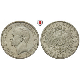 Deutsches Kaiserreich, Sachsen-Weimar-Eisenach, Carl Alexander, 2 Mark 1898, Zum 80. Geburtstag, A, ss, J. 156