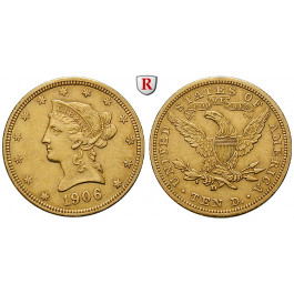USA, 10 Dollars 1906, 15,05 g fein, ss-vz