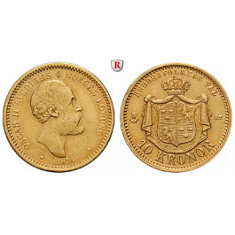Schweden, Oskar II., 10 Kronor 1874, 4,01 g fein, ss/ss-vz