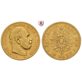 Deutsches Kaiserreich, Preussen, Wilhelm I., 10 Mark 1876, B, ss, J. 245