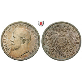 Deutsches Kaiserreich, Lippe, Leopold IV., 2 Mark 1906, A, vz/vz-st, J. 78