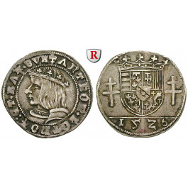 Frankreich, Lothringen, Antoine, 1/4 Teston 1526, ss+