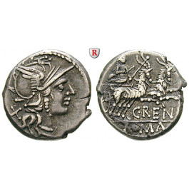 Römische Republik, C. Renius, Denar 138 v.Chr., ss+