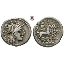 Römische Republik, C. Curatius Trigeminus Pater, Denar 142 v.Chr., ss