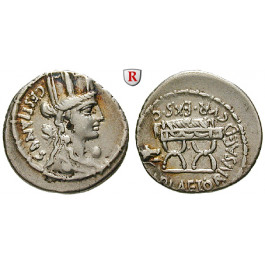Römische Republik, M. Plaetorius Cestianus, Denar 57 v.Chr., ss+