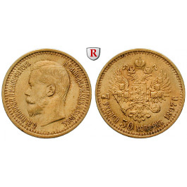 Russland, Nikolaus II., 7 1/2 Rubel 1897, 5,81 g fein, ss/ss-vz
